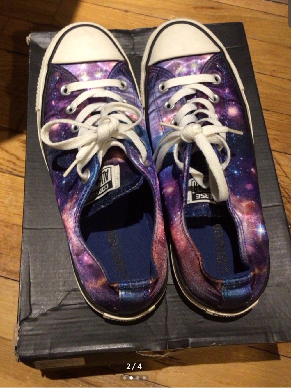 (Like New)Converse Low Top Sneakers — Purple Galaxy Print - Picture 2 of 4